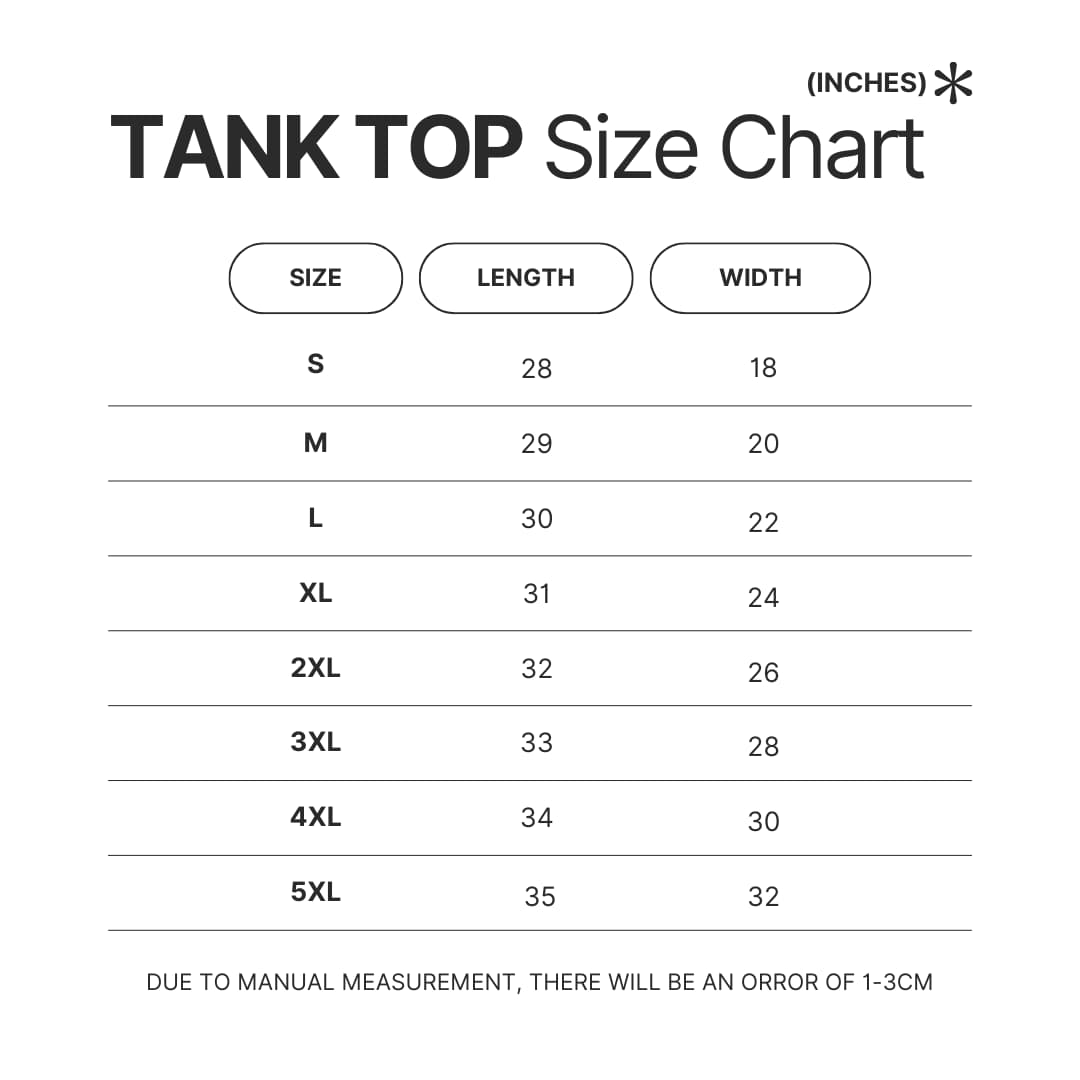 Tank Top Size Chart - Sam And Colby Shop