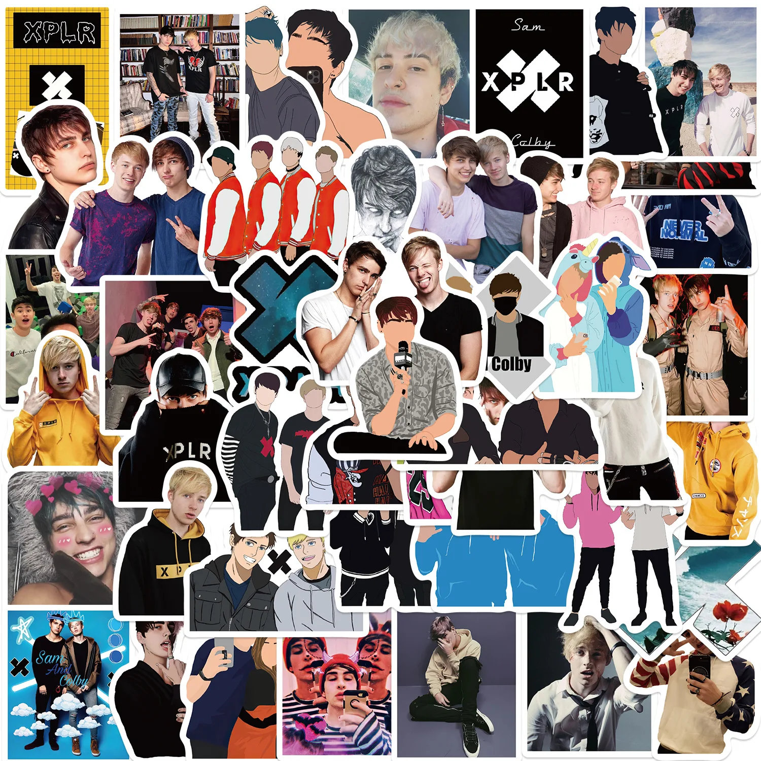 50Pcs Influencer Sam and Colby SC Lover Scrapbook Stickers