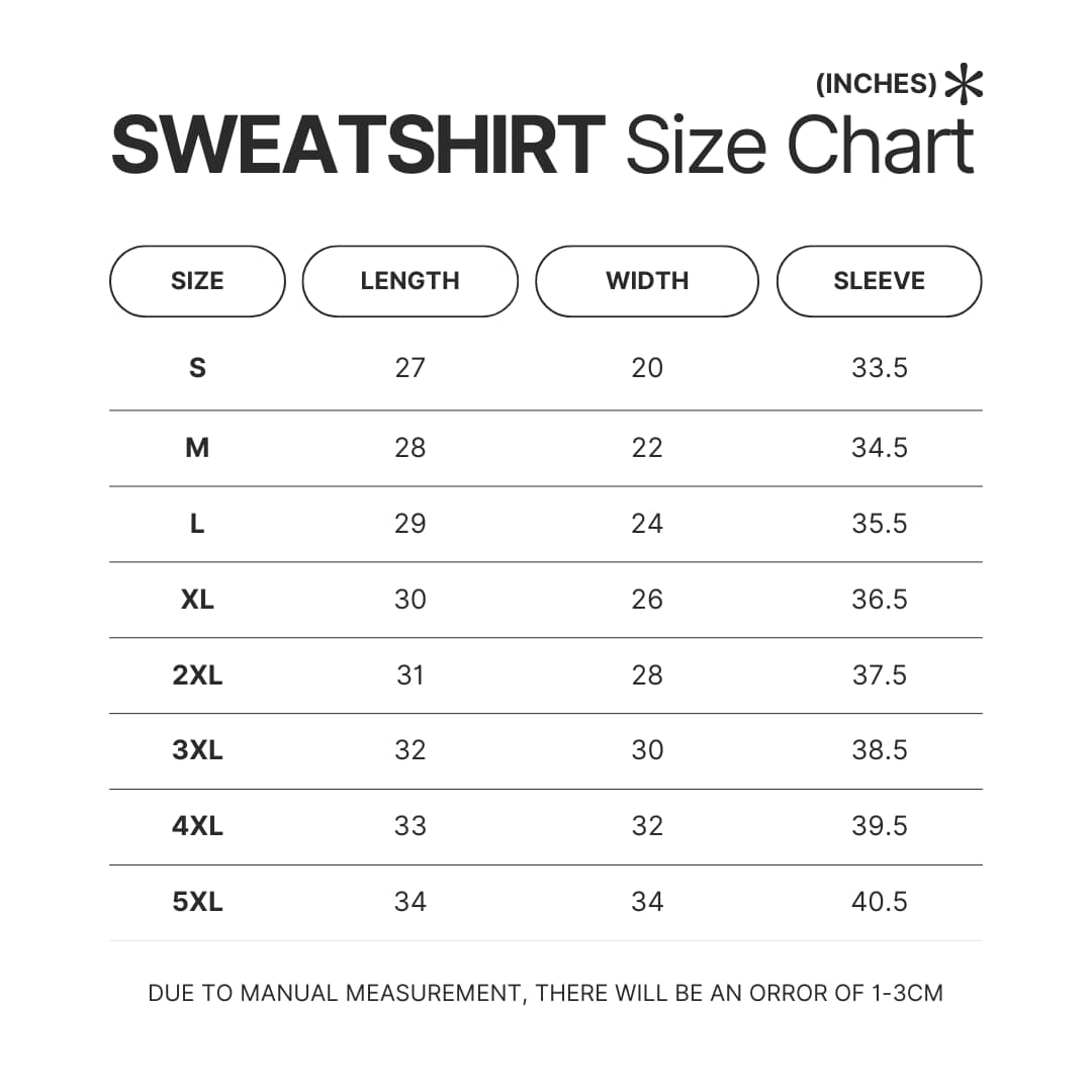 2d sweatshirt size chart 2 - Sam And Colby Shop