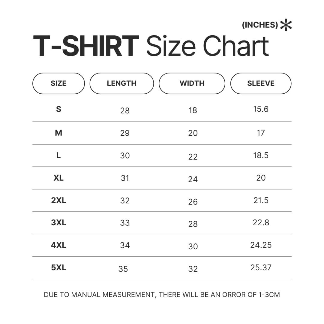 2d t shirt size chart 2 - Sam And Colby Shop